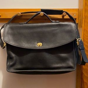 Coach black leather portfolio / laptop briefcase